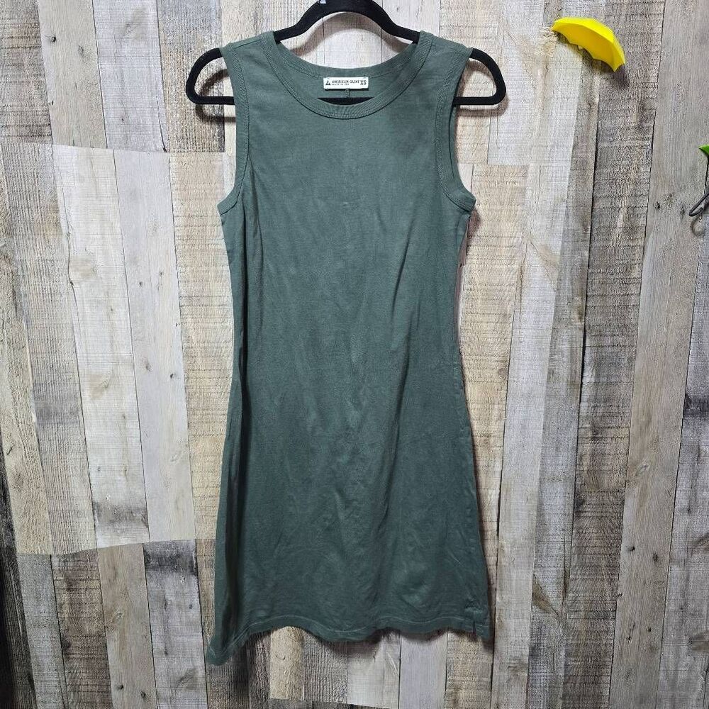 American Giant Muscle T Mini Dress Green XS Athleisure Gorpcore Minimalist